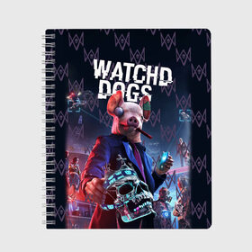 Тетрадь с принтом Watch Dogs: Legion в Кировске, 100% бумага | 48 листов, плотность листов — 60 г/м2, плотность картонной обложки — 250 г/м2. Листы скреплены сбоку удобной пружинной спиралью. Уголки страниц и обложки скругленные. Цвет линий — светло-серый
 | Тематика изображения на принте: 