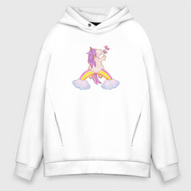 Мужское худи Oversize хлопок с принтом Pony unicorn on a rainbow в Кировске, френч-терри — 70% хлопок, 30% полиэстер. Мягкий теплый начес внутри —100% хлопок | боковые карманы, эластичные манжеты и нижняя кромка, капюшон на магнитной кнопке | Тематика изображения на принте: cartoon | clouds | flower | horse | kawaii | pink | pony | rainbow | unicorn | бабочка | держит цветок | детский | единорог | животные | забавный | звери | конь | лошадка | лошадь | милый | облака | пони | поняшка | радуга | рог