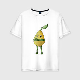 Женская футболка хлопок Oversize с принтом Лимон в Кировске, 100% хлопок | свободный крой, круглый ворот, спущенный рукав, длина до линии бедер
 | жёлтый | зелёный мультяшный | лимон | фрукты