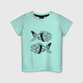 Детская футболка хлопок с принтом Aries в Кировске, 100% хлопок | круглый вырез горловины, полуприлегающий силуэт, длина до линии бедер | абстракция | гороскоп | инк | рыбы | стимпанк | трайбл