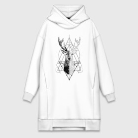 Платье-худи хлопок с принтом Polygonal deer в Кировске,  |  | animals | black | circles | deer | drawing | forest | geometric | low poly | poly | silhouette | tattoo | triangles | wild | белый | геометрический | дикий | животные | звери | зверь | контур | круги | лес | лесной | мужской | олени | олень | полигональны