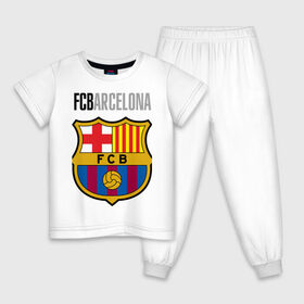 Детская пижама хлопок с принтом Barcelona FC в Кировске, 100% хлопок |  брюки и футболка прямого кроя, без карманов, на брюках мягкая резинка на поясе и по низу штанин
 | Тематика изображения на принте: barca | barcelona | club | fc | leo messi | soccer | spanish | барса | барселона | испанский | клуб | лео месси | фк | футбол | футбольный