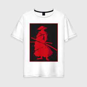 Женская футболка хлопок Oversize с принтом Самурай (Z) в Кировске, 100% хлопок | свободный крой, круглый ворот, спущенный рукав, длина до линии бедер
 | 