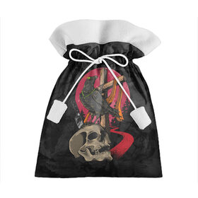 Подарочный 3D мешок с принтом Ворона и череп в Кировске, 100% полиэстер | Размер: 29*39 см | blood | diablo | haloween | horror | дьявол | зомби | кости | кровь | мозги | мясо | страшилка | ужасы | хеллоуин | хелоуин