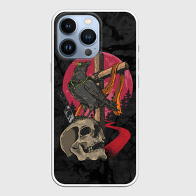 Чехол для iPhone 13 Pro с принтом Ворона и череп в Кировске,  |  | blood | diablo | haloween | horror | дьявол | зомби | кости | кровь | мозги | мясо | страшилка | ужасы | хеллоуин | хелоуин