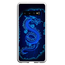 Чехол для Samsung Galaxy S10 с принтом NEON DRAGON в Кировске, Силикон | Область печати: задняя сторона чехла, без боковых панелей | дракон | китайский дракон | неон | неоновый дракон