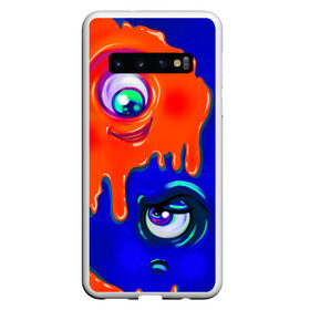 Чехол для Samsung Galaxy S10 с принтом FUNNY EYES в Кировске, Силикон | Область печати: задняя сторона чехла, без боковых панелей | Тематика изображения на принте: веселые глаза | глаза | капли | краски | цвета | эмоция