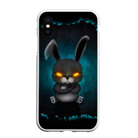 Чехол для iPhone XS Max матовый с принтом NEON HARE в Кировске, Силикон | Область печати: задняя сторона чехла, без боковых панелей | Тематика изображения на принте: животное | заяц | злое | злые глаза | кролик | неон | плюшевое