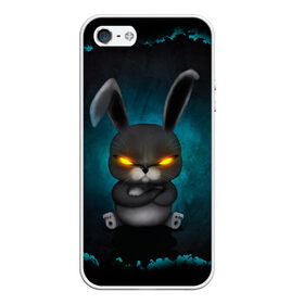 Чехол для iPhone 5/5S матовый с принтом NEON HARE в Кировске, Силикон | Область печати: задняя сторона чехла, без боковых панелей | животное | заяц | злое | злые глаза | кролик | неон | плюшевое