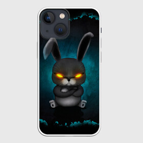 Чехол для iPhone 13 mini с принтом NEON HARE в Кировске,  |  | животное | заяц | злое | злые глаза | кролик | неон | плюшевое