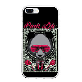 Чехол для iPhone 7Plus/8 Plus матовый с принтом Розовая жизнь в Кировске, Силикон | Область печати: задняя сторона чехла, без боковых панелей | голова медведя. | голова панды | медведи | орнамент | панда | панда в розовых очках | розовая жизнь | розовый стиль | розы