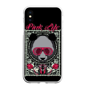 Чехол для iPhone XS Max матовый с принтом Розовая жизнь в Кировске, Силикон | Область печати: задняя сторона чехла, без боковых панелей | голова медведя. | голова панды | медведи | орнамент | панда | панда в розовых очках | розовая жизнь | розовый стиль | розы