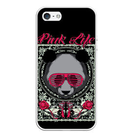 Чехол для iPhone 5/5S матовый с принтом Розовая жизнь в Кировске, Силикон | Область печати: задняя сторона чехла, без боковых панелей | голова медведя. | голова панды | медведи | орнамент | панда | панда в розовых очках | розовая жизнь | розовый стиль | розы