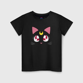 Детская футболка хлопок с принтом Luna Cat. Sailor Moon в Кировске, 100% хлопок | круглый вырез горловины, полуприлегающий силуэт, длина до линии бедер | anime | cute | аниме | взгляд | волшебство | глаза | киса | киска | кот | котенок | котэ | котя | кошка | лапочка | луна | магия | месяц | милый | мимими | мордочка | сейлор мун | хороший | япония