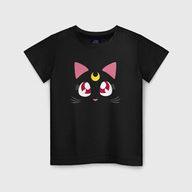 Детская футболка хлопок с принтом Luna Cat. Sailor Moon в Кировске, 100% хлопок | круглый вырез горловины, полуприлегающий силуэт, длина до линии бедер | Тематика изображения на принте: anime | cute | аниме | взгляд | волшебство | глаза | киса | киска | кот | котенок | котэ | котя | кошка | лапочка | луна | магия | месяц | милый | мимими | мордочка | сейлор мун | хороший | япония