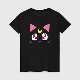 Женская футболка хлопок с принтом Luna Cat. Sailor Moon в Кировске, 100% хлопок | прямой крой, круглый вырез горловины, длина до линии бедер, слегка спущенное плечо | anime | cute | аниме | взгляд | волшебство | глаза | киса | киска | кот | котенок | котэ | котя | кошка | лапочка | луна | магия | месяц | милый | мимими | мордочка | сейлор мун | хороший | япония