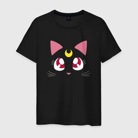 Мужская футболка хлопок с принтом Luna Cat. Sailor Moon в Кировске, 100% хлопок | прямой крой, круглый вырез горловины, длина до линии бедер, слегка спущенное плечо. | Тематика изображения на принте: anime | cute | аниме | взгляд | волшебство | глаза | киса | киска | кот | котенок | котэ | котя | кошка | лапочка | луна | магия | месяц | милый | мимими | мордочка | сейлор мун | хороший | япония