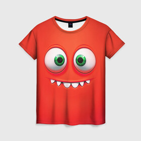 Женская футболка 3D с принтом ЗЕЛЁНЫЕ ГЛАЗА в Кировске, 100% полиэфир ( синтетическое хлопкоподобное полотно) | прямой крой, круглый вырез горловины, длина до линии бедер | глаза | мультфильм | смешное лицо | эмоция