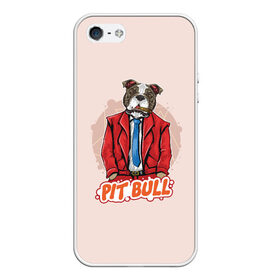 Чехол для iPhone 5/5S матовый с принтом Питбуль в Кировске, Силикон | Область печати: задняя сторона чехла, без боковых панелей | pitbull | животные | питбуль | собака | юмор
