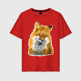 Женская футболка хлопок Oversize с принтом Лиса в Кировске, 100% хлопок | свободный крой, круглый ворот, спущенный рукав, длина до линии бедер
 | fox | lisa | красота | лиса | лисичка | плутовка | рыжая