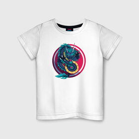 Детская футболка хлопок с принтом Дракон в Кировске, 100% хлопок | круглый вырез горловины, полуприлегающий силуэт, длина до линии бедер | дракон | круг | существо | татуировка