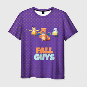 Мужская футболка 3D с принтом Fall Guys в Кировске, 100% полиэфир | прямой крой, круглый вырез горловины, длина до линии бедер | battle royale | fall | fall guys | game | games | guys | winner | батл роял | игра | игры | победитель | фалл гайс