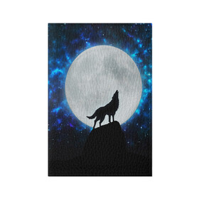 Обложка для паспорта матовая кожа с принтом Волк воющий на луну в Кировске, натуральная матовая кожа | размер 19,3 х 13,7 см; прозрачные пластиковые крепления | Тематика изображения на принте: wolf | волк | волки | волчица | животные | одинокий волк