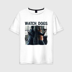 Женская футболка хлопок Oversize с принтом Watch dogs (Z) в Кировске, 100% хлопок | свободный крой, круглый ворот, спущенный рукав, длина до линии бедер
 | black viceroys | ubisoft montreal | watch dogs | watchdogs | watch_dogs | взлом | делфорд уэйд | дефолт | джей би | джей би маркович | дэмиен брэнкс | клара лилл | куинн | лаки | лис | мститель | пирс | рэймонд кинни | сторожевые п