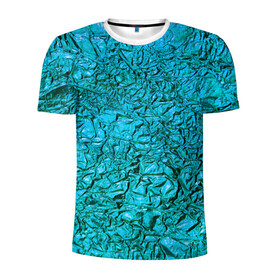 Мужская футболка 3D спортивная с принтом METALL в Кировске, 100% полиэстер с улучшенными характеристиками | приталенный силуэт, круглая горловина, широкие плечи, сужается к линии бедра | Тематика изображения на принте: металл | прикольное | рубиновый цвет | сапфировый цвет | текстура | фольга