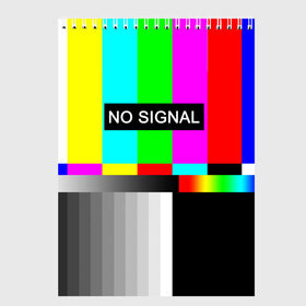 Скетчбук с принтом NO SIGNAL в Кировске, 100% бумага
 | 48 листов, плотность листов — 100 г/м2, плотность картонной обложки — 250 г/м2. Листы скреплены сверху удобной пружинной спиралью | no signal | не работает | нет сигнала | полосы | профилактика | радуга