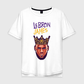 Мужская футболка хлопок Oversize с принтом LEBRON JAMES в Кировске, 100% хлопок | свободный крой, круглый ворот, “спинка” длиннее передней части | 24 lakers | kobe bryant | lakers | lebron james. | los angeles lakers | баскетбол | коби брайант | лос анджелес лейкерс | лосанджелес лейкерс