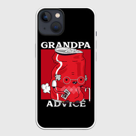 Чехол для iPhone 13 с принтом Банка колы в Кировске,  |  | advice | банка | в очках | забавный | кола | крутой | на английском | прикол | прикольный | смешной | совет | старик | старый