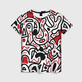 Женская футболка 3D с принтом Африканский хаос в Кировске, 100% полиэфир ( синтетическое хлопкоподобное полотно) | прямой крой, круглый вырез горловины, длина до линии бедер | minimal | абстракция | креатив | минимализм | текстуры
