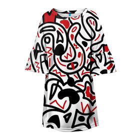Детское платье 3D с принтом Африканский хаос в Кировске, 100% полиэстер | прямой силуэт, чуть расширенный к низу. Круглая горловина, на рукавах — воланы | minimal | абстракция | креатив | минимализм | текстуры