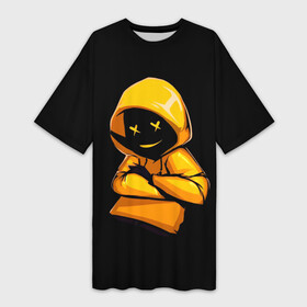 Платье-футболка 3D с принтом Аноним в Кировске,  |  | art | black t shirt | cool | crosses | man | people | print | sweatshirt | арт | крестики | люди | прикольная | принт | толстовка | человек | человечек | черная футболка