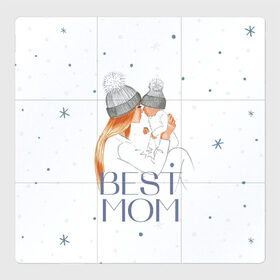 Магнитный плакат 3Х3 с принтом Лучшая мама в Кировске, Полимерный материал с магнитным слоем | 9 деталей размером 9*9 см | белый | зима | лучшая | любовь | мама | семья | снег | тепло | уют