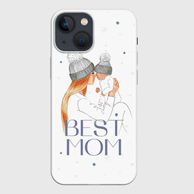 Чехол для iPhone 13 mini с принтом Лучшая мама в Кировске,  |  | белый | зима | лучшая | любовь | мама | семья | снег | тепло | уют