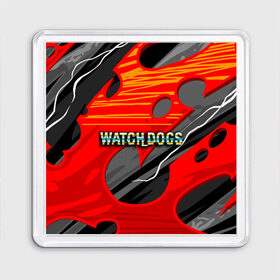 Магнит 55*55 с принтом Watch Dogs Recing в Кировске, Пластик | Размер: 65*65 мм; Размер печати: 55*55 мм | dogs | legion | logo | text | watch | взлом | игра | легион | лого | символ | текст | хак | хакер | хакеры