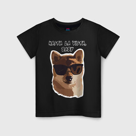 Детская футболка хлопок с принтом Собакен Арни в Кировске, 100% хлопок | круглый вырез горловины, полуприлегающий силуэт, длина до линии бедер | dog | dogs | арнольдшварценеггер | домашнийпитомец | друг | лучшийдру | лучшийдругчеловека | очки | собака | собаки | собачка | терминатор