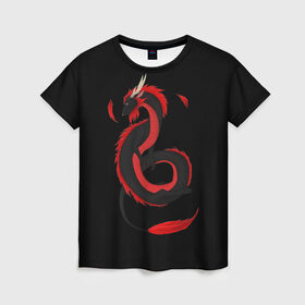 Женская футболка 3D с принтом RED DRAGON в Кировске, 100% полиэфир ( синтетическое хлопкоподобное полотно) | прямой крой, круглый вырез горловины, длина до линии бедер | amoled | дракон | дракон с хвостом | китайский дракон | китайский праздник