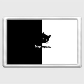 Магнит 45*70 с принтом Черный кот в Кировске, Пластик | Размер: 78*52 мм; Размер печати: 70*45 | буквы | глаза | кот | котик | кошка | минимал | надпись | настроение | простая надпись | текст | черно белое | черный кот | черный фон