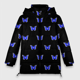 Женская зимняя куртка 3D с принтом Синие бабочки в Кировске, верх — 100% полиэстер; подкладка — 100% полиэстер; утеплитель — 100% полиэстер | длина ниже бедра, силуэт Оверсайз. Есть воротник-стойка, отстегивающийся капюшон и ветрозащитная планка. 

Боковые карманы с листочкой на кнопках и внутренний карман на молнии | бабочка | бабочки | воздух | живность природы | красивая бабочка | красота природы | крылья | летать | летают | летающее насекомое | летающие бабочки | насекомые | порхание | порхать
