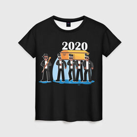 Женская футболка 3D с принтом 2020 не спасти... в Кировске, 100% полиэфир ( синтетическое хлопкоподобное полотно) | прямой крой, круглый вырез горловины, длина до линии бедер | 2020 год мем | dancing coffin | tony igy astronomia tony igy | мем про 2020 год | мультяшные персонажи | популярный мем | смешной арт | черные гробовщики
