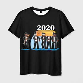 Мужская футболка 3D с принтом 2020 не спасти... в Кировске, 100% полиэфир | прямой крой, круглый вырез горловины, длина до линии бедер | 2020 год мем | dancing coffin | tony igy astronomia tony igy | мем про 2020 год | мультяшные персонажи | популярный мем | смешной арт | черные гробовщики