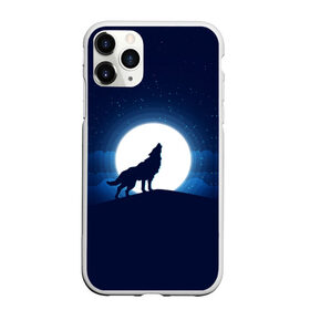 Чехол для iPhone 11 Pro матовый с принтом Воющий на луну в Кировске, Силикон |  | волк вобщий на луну | звезды | луна | небо | ночное небо | полнолуние