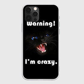 Чехол для iPhone 12 Pro Max с принтом Осторожно! Я крэйзи в Кировске, Силикон |  | Тематика изображения на принте: голубые глаза | жизненная цитата | злой кот | кот | крутой кот | я сумасшедший