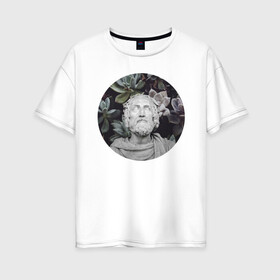 Женская футболка хлопок Oversize с принтом Z22 2 в Кировске, 100% хлопок | свободный крой, круглый ворот, спущенный рукав, длина до линии бедер
 | геометрия | коллаж | круг | растительность | статуя | цветы