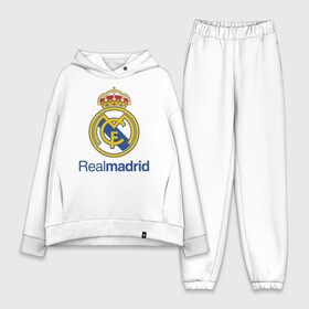 Женский костюм хлопок Oversize с принтом Real Madrid FC в Кировске,  |  | barcelona | club | creamy | fc | soccer | spanish | whites | барселона | белые | испанский | клуб | сливочные | фк | футбол | футбольный