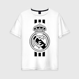 Женская футболка хлопок Oversize с принтом Real Madrid FC в Кировске, 100% хлопок | свободный крой, круглый ворот, спущенный рукав, длина до линии бедер
 | barcelona | club | creamy | fc | soccer | spanish | whites | барселона | белые | испанский | клуб | сливочные | фк | футбол | футбольный