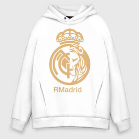 Мужское худи Oversize хлопок с принтом Real Madrid FC в Кировске, френч-терри — 70% хлопок, 30% полиэстер. Мягкий теплый начес внутри —100% хлопок | боковые карманы, эластичные манжеты и нижняя кромка, капюшон на магнитной кнопке | Тематика изображения на принте: 